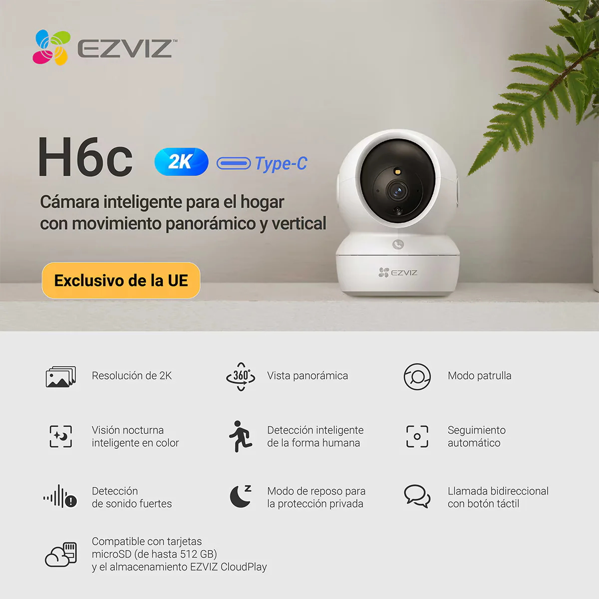 EZVIZ H6c Pro 2K, pack de dos cámaras, imagen de producto del modelo exacto.