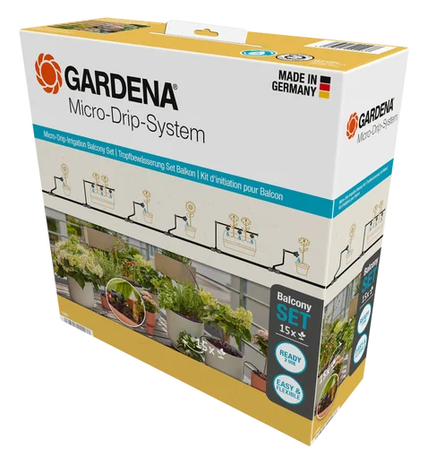 GARDENA Micro-Drip 13401-20, kit de riego para balcon de 15 plantas del modelo exacto.