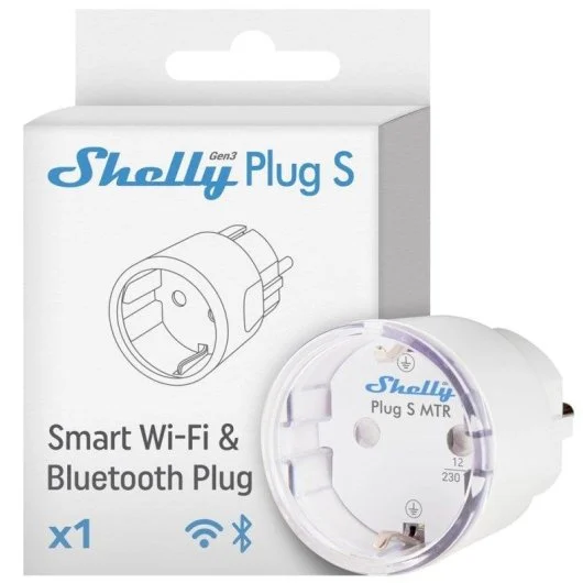 Shelly Plug S MTR Gen3, S3PL-00112EU, imagen de producto del modelo exacto.
