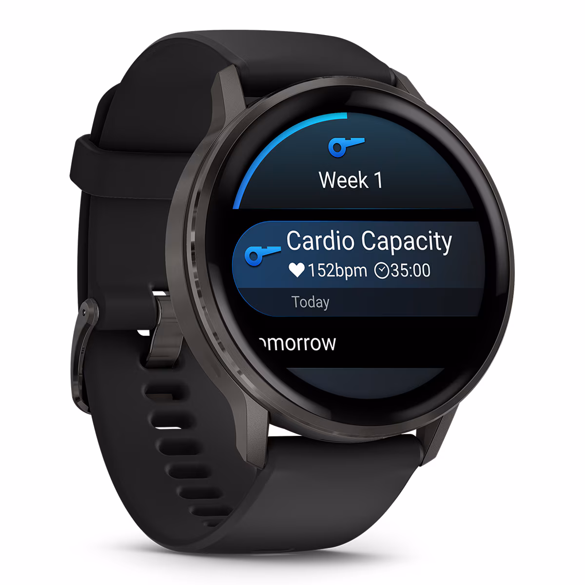 Garmin Venu 4, 45 mm, negro, imagen de producto del modelo exacto.