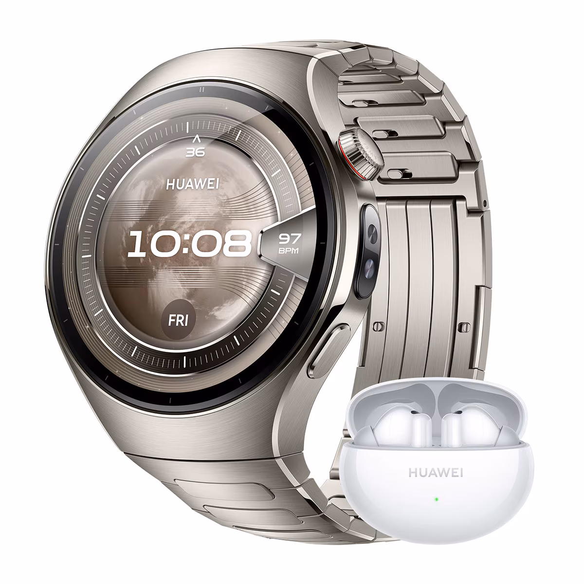 Huawei Watch 5, 46 mm, plata, imagen de producto del modelo exacto.